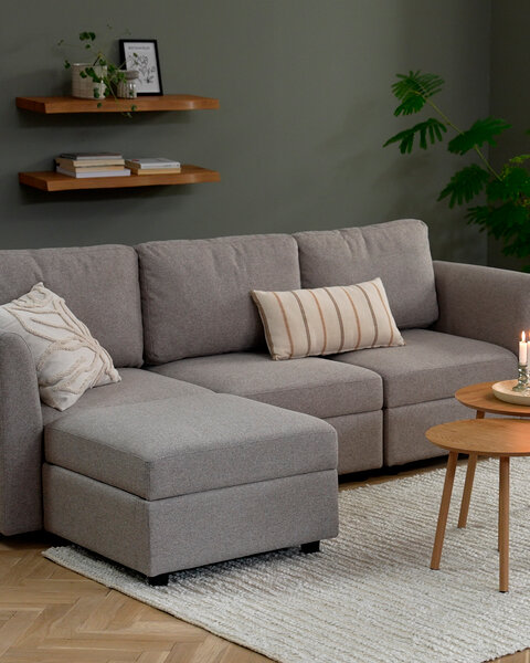 Modul pohovky OKSBY stred s úložným priestorom piesková