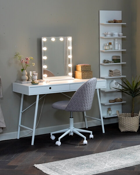 Hollywood speil ENGLERUP m/12 lyspærer hvit