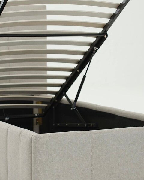 Estructura de cama VEMMELEV con almacenaje 90x190 tela beis