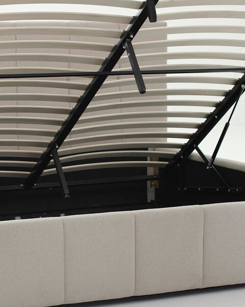 Estructura de cama VEMMELEV con almacenaje 160x200 tela beis