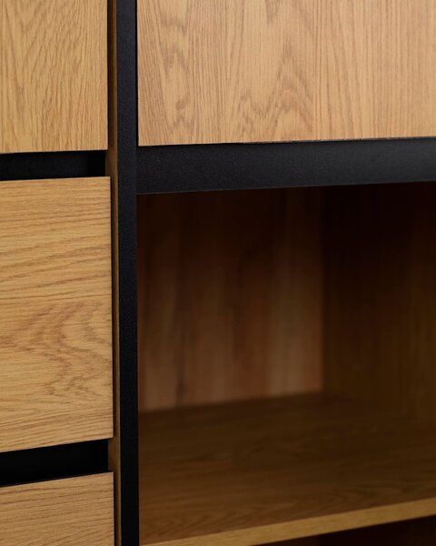 Kleiderschrank ODENSE 120x210 3 Türen 3 Schubladen Eiche