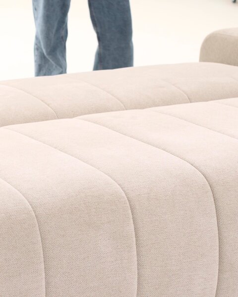 Sofa bed ORMSLEV 3 seater beige fabric