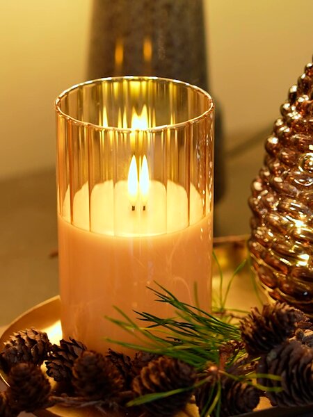 Candela LED GLAM bianco/color oro 3 pezzi