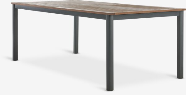 ULBJERG L214/297 table bois massif + 4 SIRDAL chaises gris