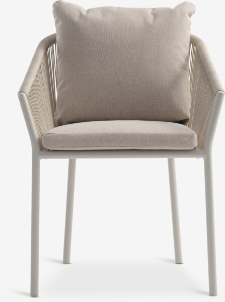 Skarslia Ø110 bord travertin + 4 gilja stol beige