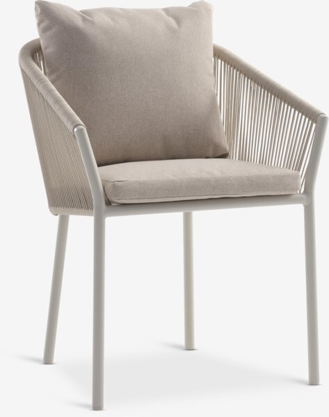 Skarslia Ø110 bord travertin + 4 gilja stol beige