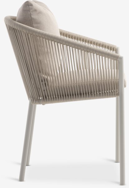 Skarslia Ø110 bord travertin + 4 gilja stol beige