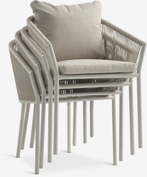 Skarslia Ø110 bord travertin + 4 gilja stol beige