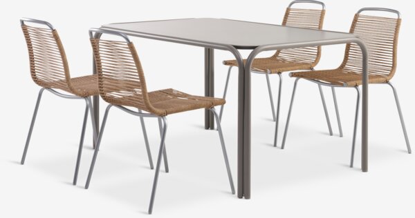 RAUMA D140 stůl písková + 4 MIDDAGSBERGET židle přírodní