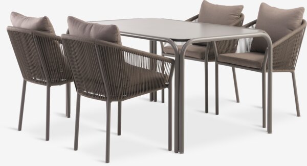 RAUMA D140 stol + 4 GILJA stolice tamni pijesak