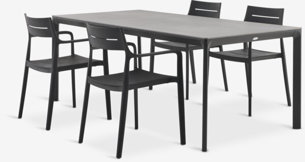 KUMLA M200 τραπέζι γκρι + 4 INGSTRUP καρέκλα μαύρο