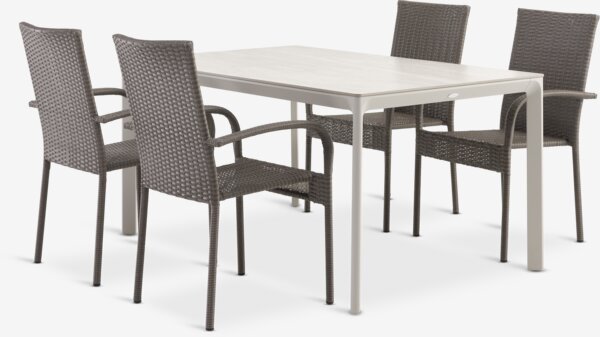 KUMLA L150 table beige + 4 GUDHJEM chair natural