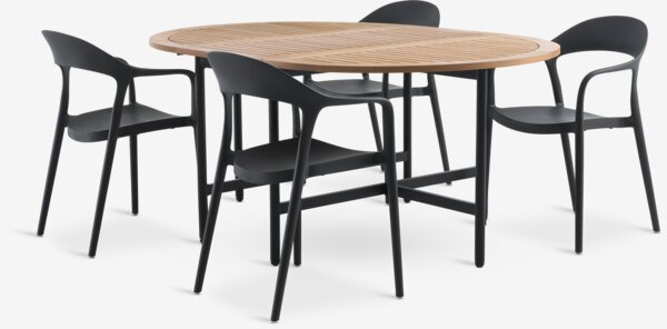 RENA L54/175 table bois massif + 4 NANNESTAD chaises