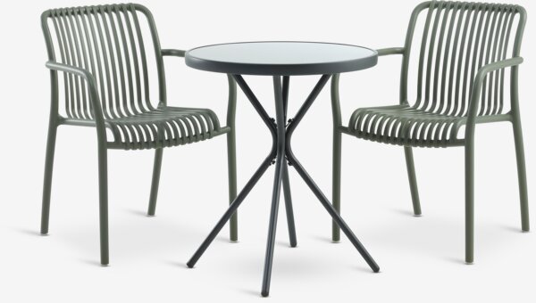 RADSTRUP Ø60 stol crna + 2 NABBEN stolice maslinasto zelena