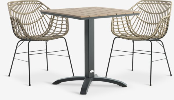 HOBRO D70 stůl + 2 ILDERHUSE židle přírodní