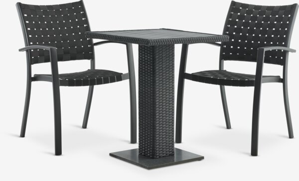 THY D60 stůl + 2 GLOMFJORD židle černá