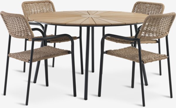 RANGSTRUP Ś130 stół + ORKANGER krzesło naturalny