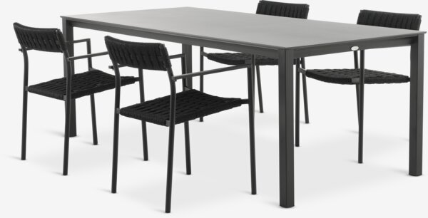 LANGET L207 bord + 4 TRILLEVALLEN stol sort