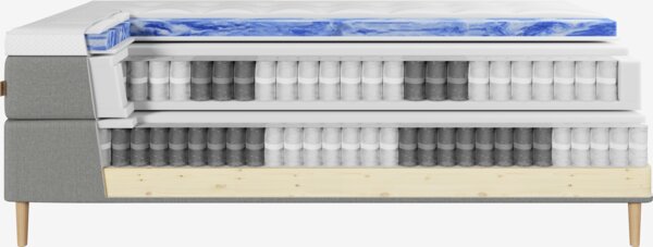 Kontinentalseng 90x200 HEMLA + VOLA grå-23 Myk