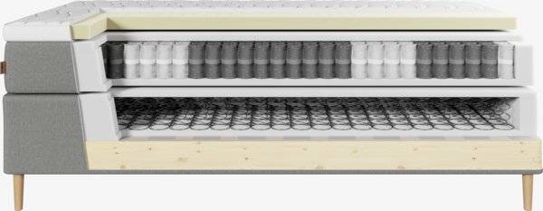 Kontinentalsäng 90x200 cm TEVLA + RESA Grå-23 Mjuk