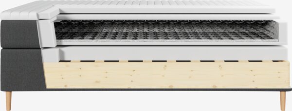 Letto boxspring 180x200cm VELFJORDEN + FLYA Grigio-40 Rigido