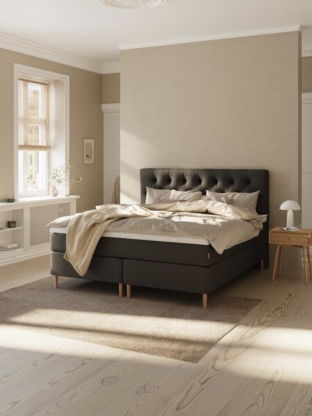 Kontinentalseng 90x200 HEMLA + VOLA grå-40 Myk