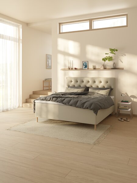 Kontinentalsäng 90x200 cm IVALO + MURU Sand-91 Mjuk