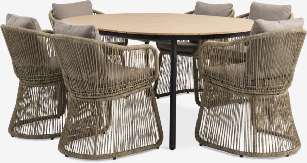 AKTIVEN D118/168 miza + 4 STORDALEN stoli naravna