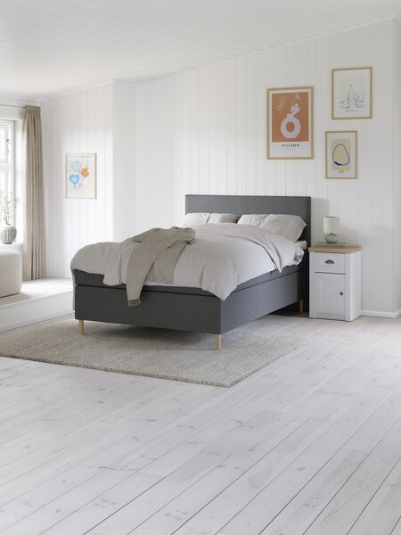 Letto boxspring 140x200cm VELFJORDEN + FLYA Grigio-40 Rigido