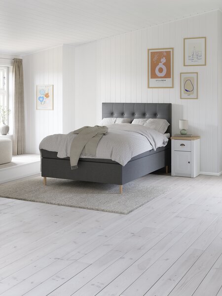 Letto boxspring 140x200cm VELFJORDEN + FLYA Grigio-40 Rigido