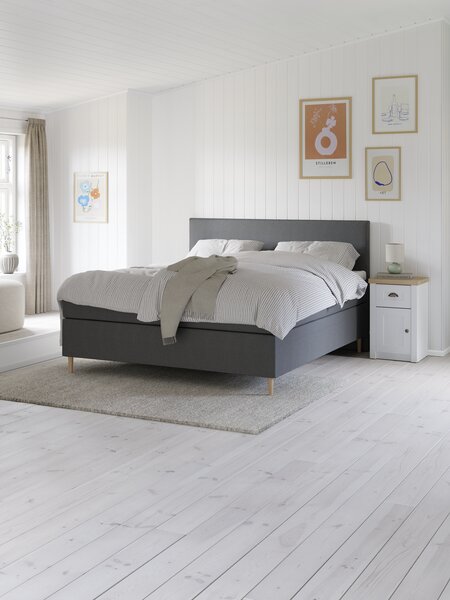 Letto boxspring 180x200cm VELFJORDEN + FLYA Grigio-40 Rigido