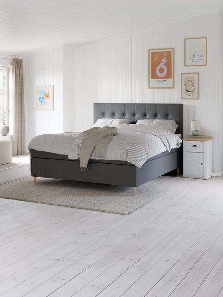 Letto boxspring 180x200cm VELFJORDEN + FLYA Grigio-40 Rigido