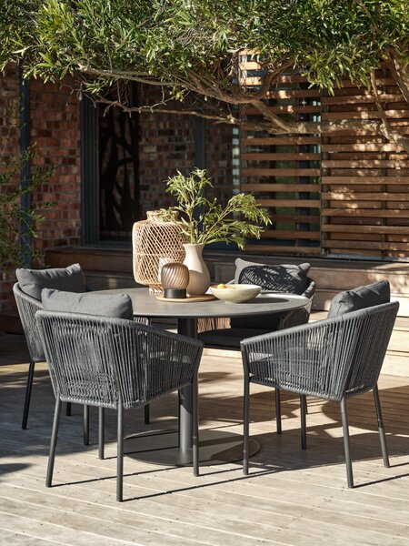 VAMDRUP D120 table + 4 GILJA chair grey