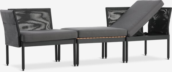 Modulloungesett BJORLI 2 seter svart