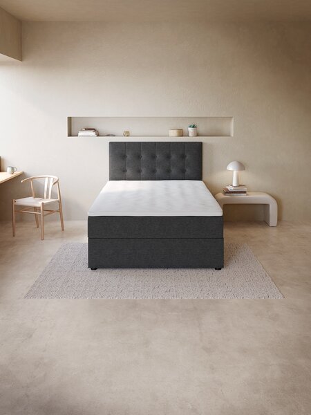 Boxspring 140x200cm TYLDA OPBERGRUIMTE grijs medium