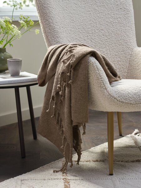 Kuscheldecke aus Wolle REINFANN 130x170 braun Wollmix