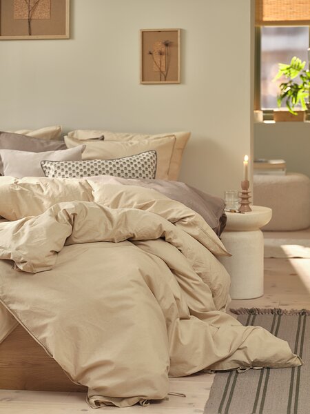 Lenjerie pat+cearșaf SELMA 200x220 bej