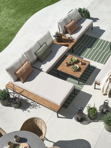 Modulo lounge HOU Chaise longue 2 posti legno duro