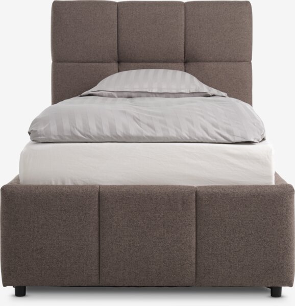 Cadre de lit VEMMELEV a/rangement 90x190 tissu sable foncé