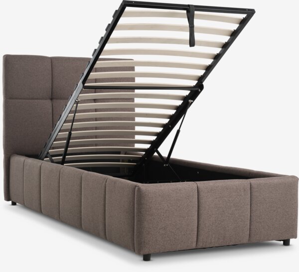 Cadre de lit VEMMELEV a/rangement 90x190 tissu sable foncé