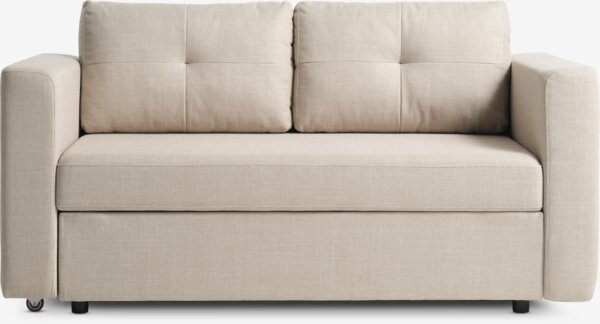 Sofa bed BRAMMING 2 seater beige fabric