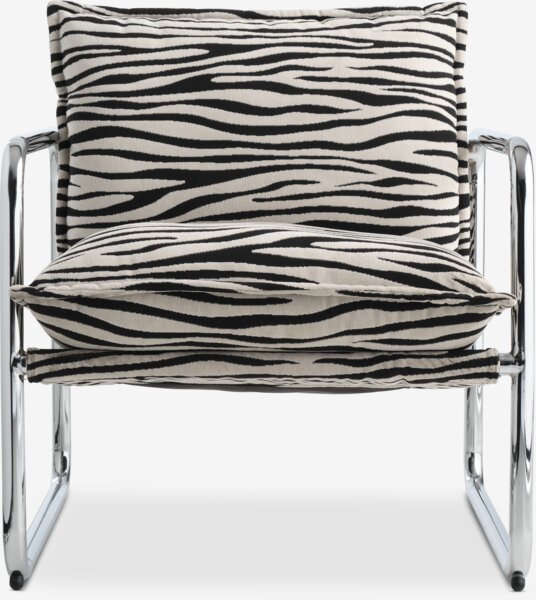 Armchair REMMELS zebra fabric/chrome