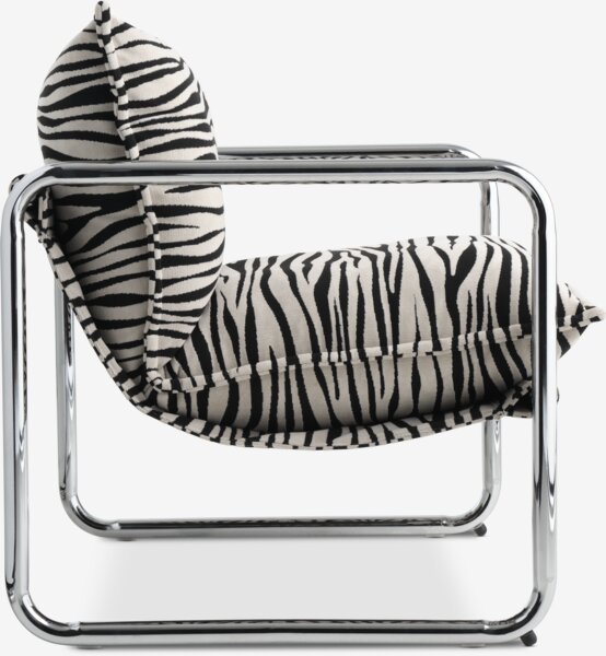 Armchair REMMELS zebra fabric/chrome