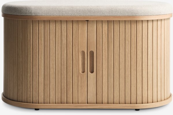 Bench LYNGVIG tambour doors beige/natural oak