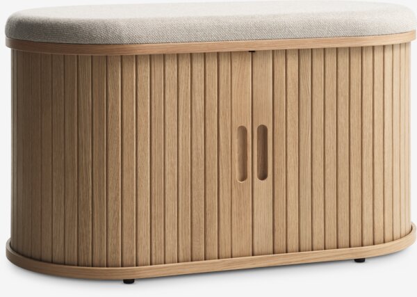Bench LYNGVIG tambour doors beige/natural oak