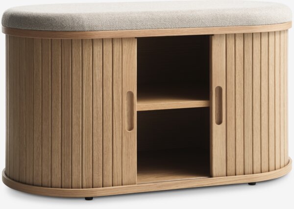 Bench LYNGVIG tambour doors beige/natural oak