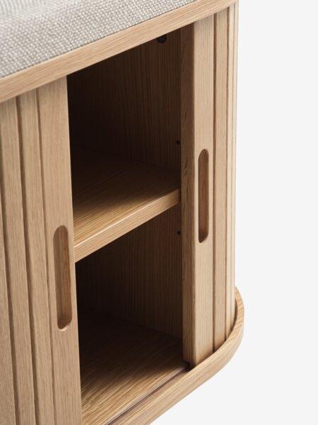 Bench LYNGVIG tambour doors beige/natural oak