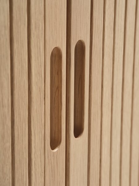 Bench LYNGVIG tambour doors beige/natural oak