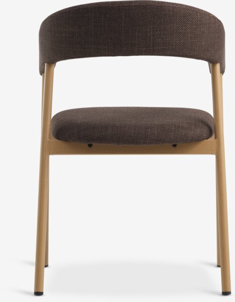 Dining chair EJSING dark brown fabric/natural oak