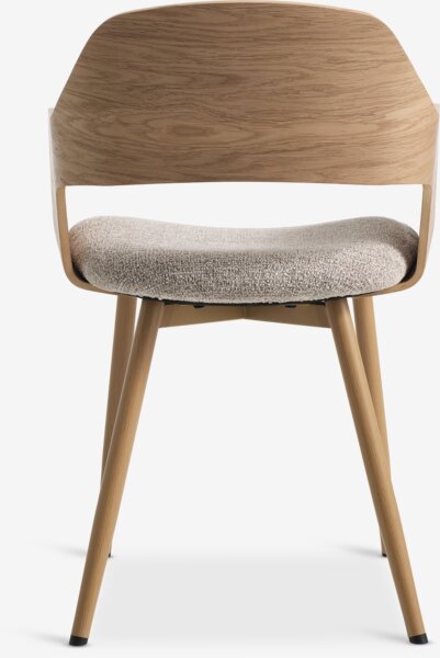 Dining chair HVIDING natural oak colour/beige fabric